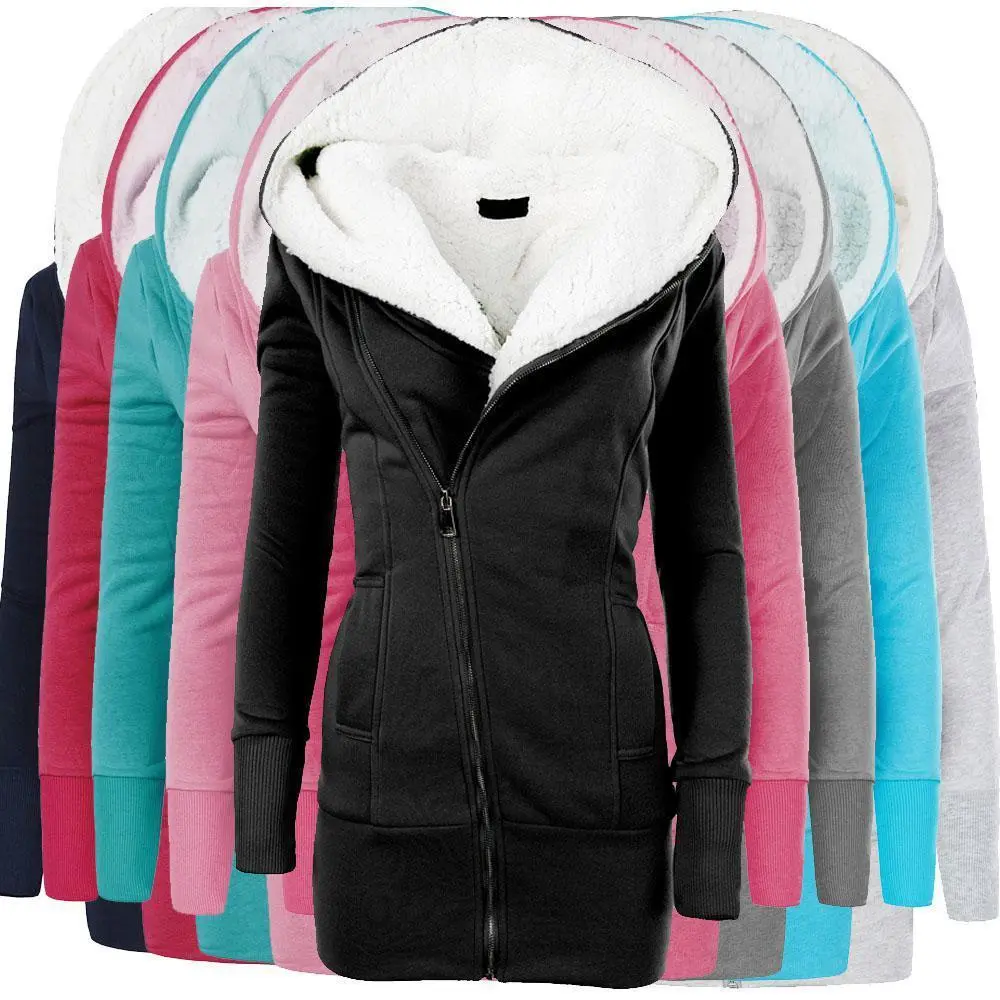 Lamb Wool Hooded Long Sleeve Women's Sweater