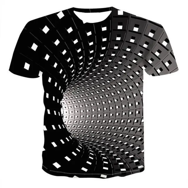 Men's 3D Vertigo Effect T-shirt Print Short Sleeves