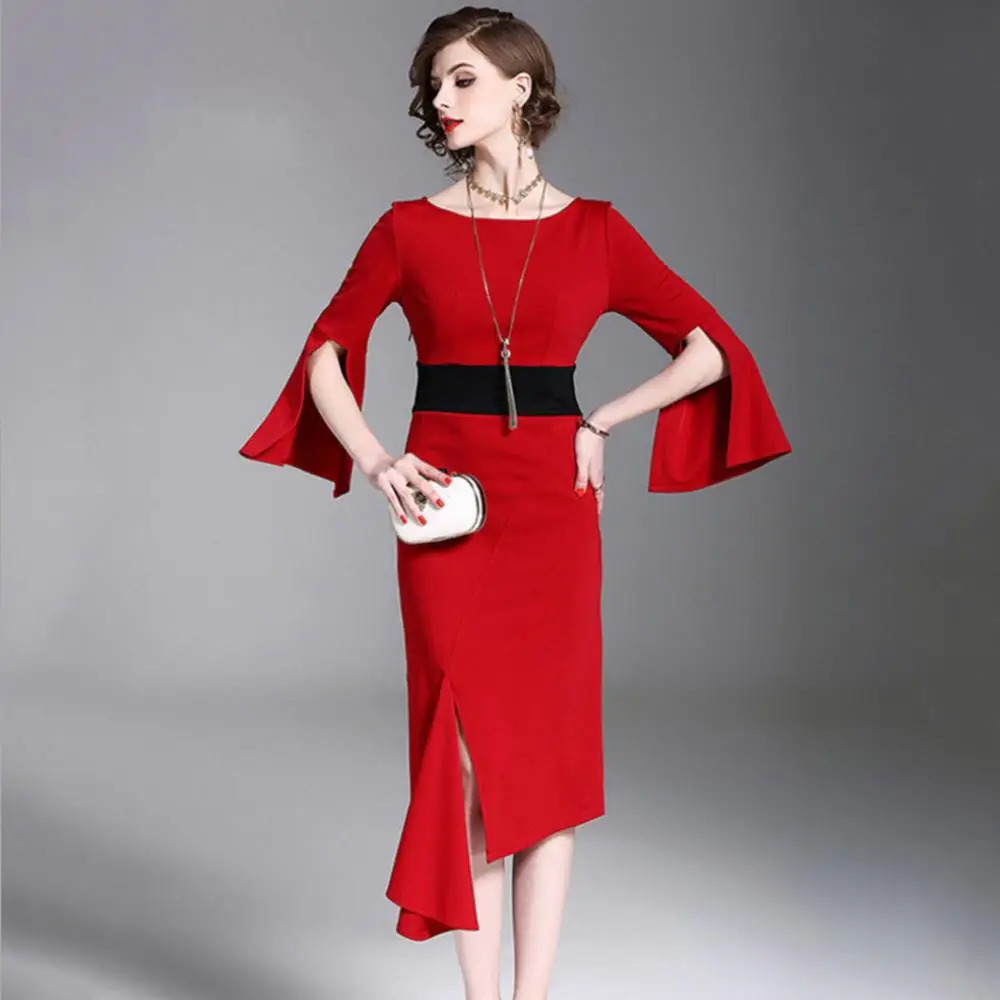 Women's Ruffle Sleeve OL Commuter Dress