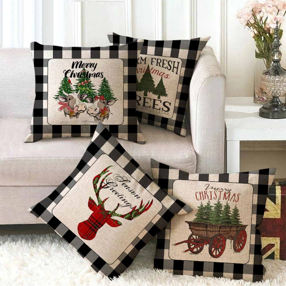 Christmas Sofa Cushion Gift Flannel Pillowcase