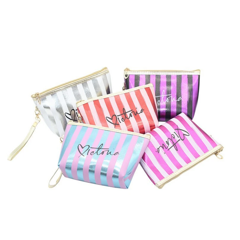 Cross Pattern Striped Make-up Bag Female Storage Multifunctional