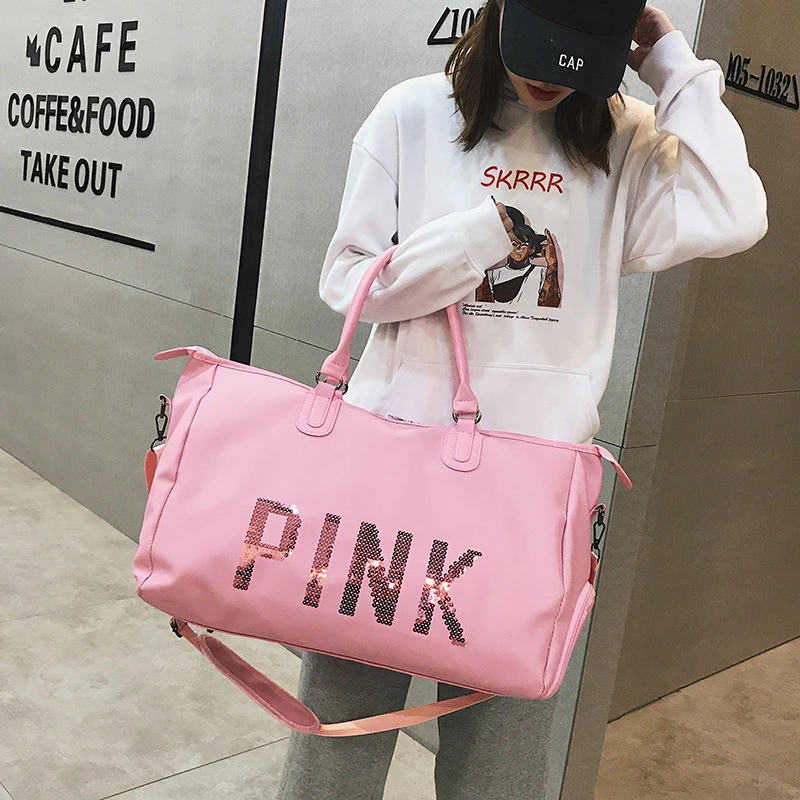 Sequined Letter Large Bag Large Capacity Gym Bag Women