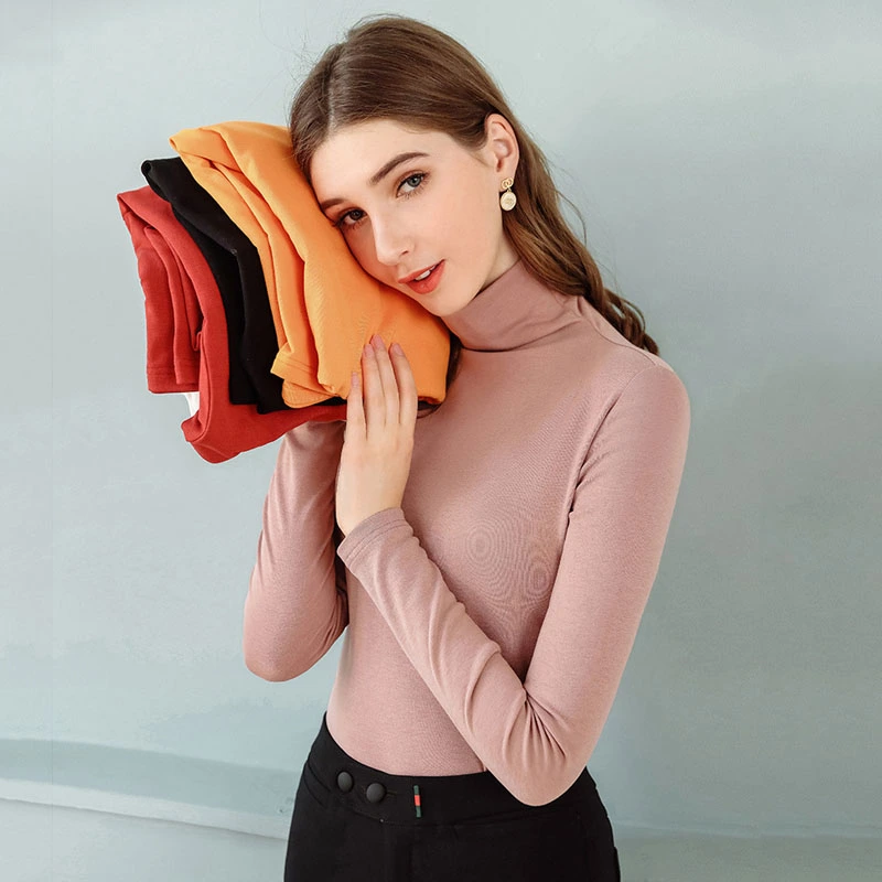 Age-reducing thin cashmere bottoming shirt winter new women's solid color