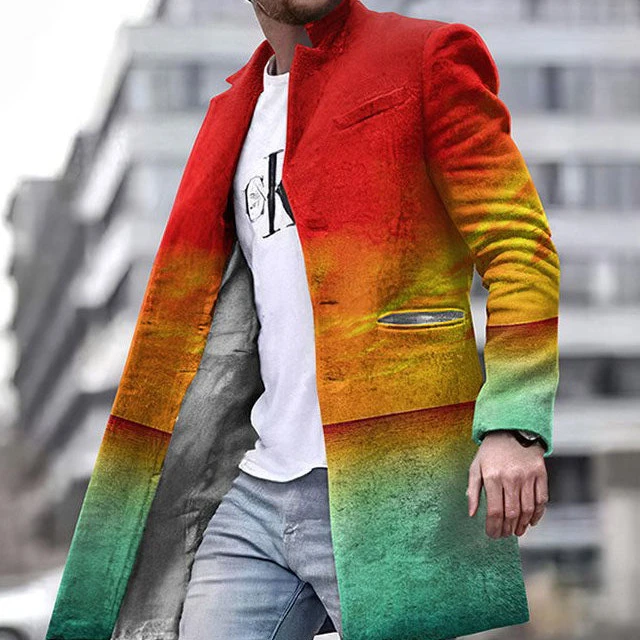 Autumn And Winter New Men's Woolen Stand Collar Medium Long Pocket Casual Coat