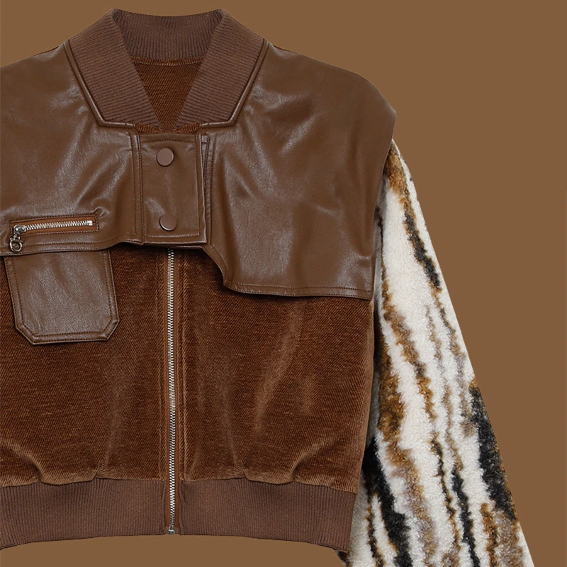 Women's Autumn And Winter High-grade Casual Loose Leather Coat