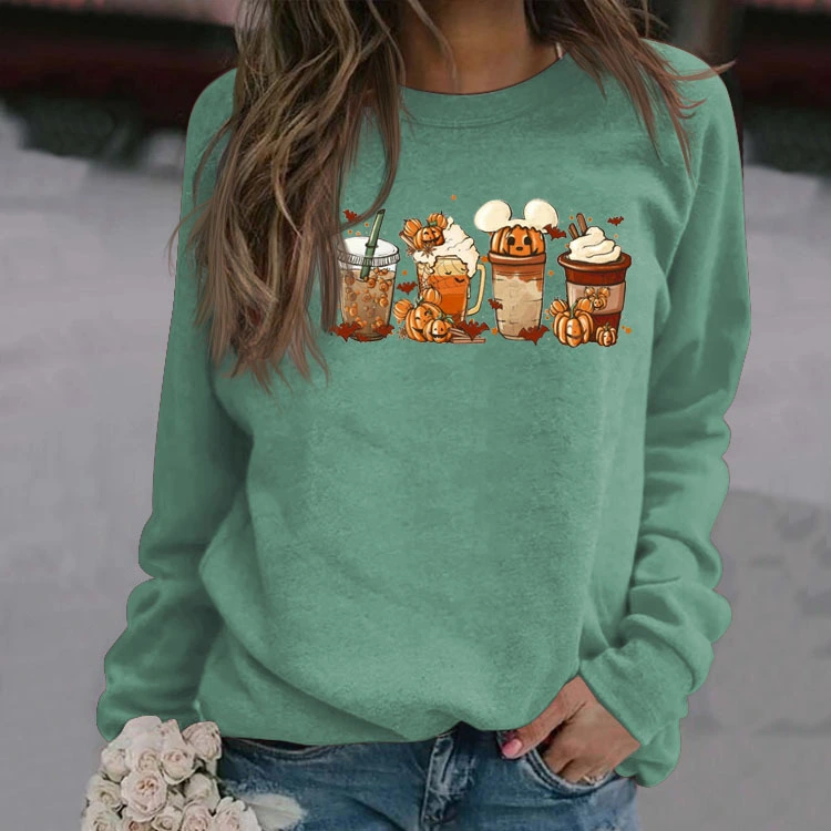 Women's Fashion Printed Round Neck Sweater