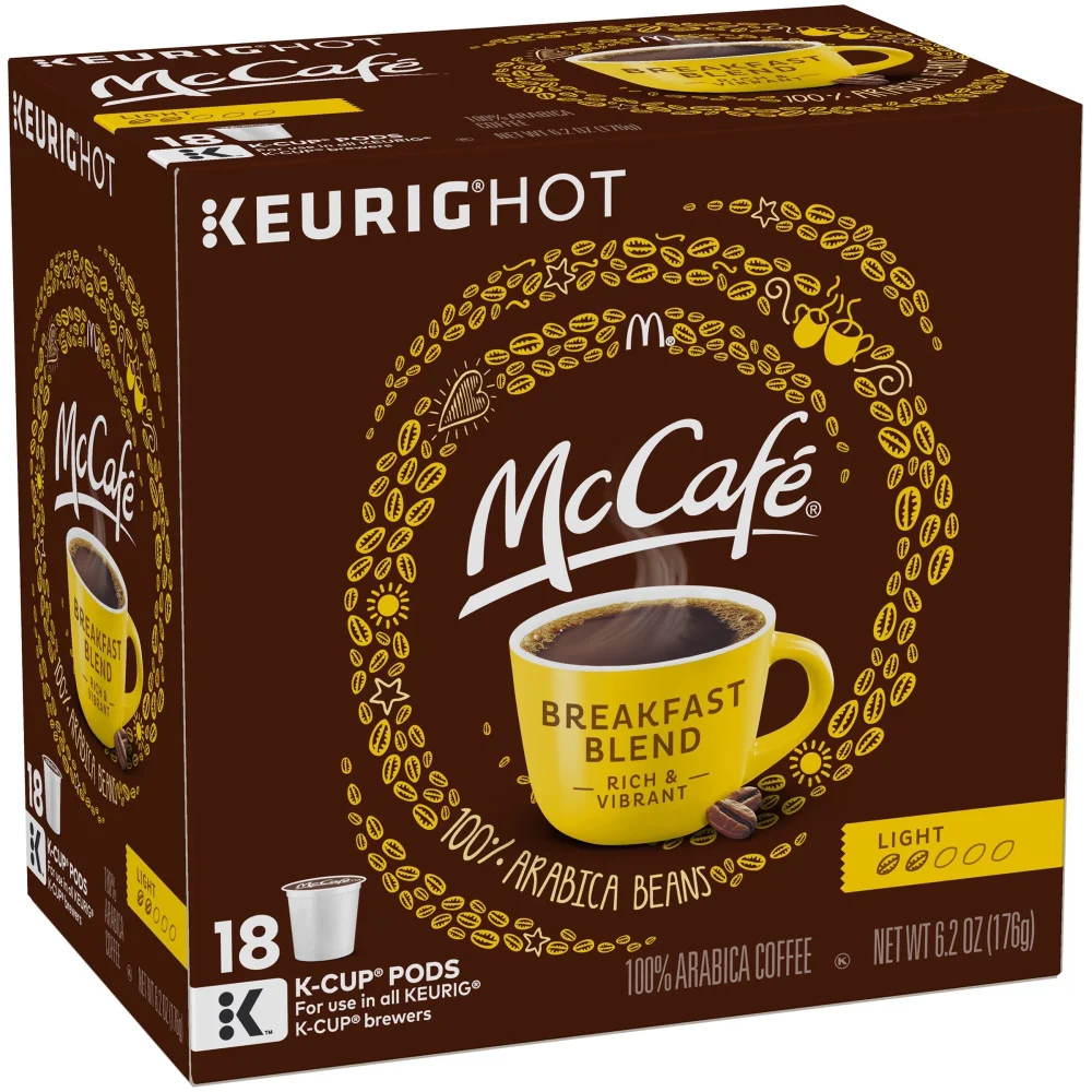 McCafe Breakfast Blend Light Roast Coffee, K-Cup Pods, 18 Counts (Pack of 2)