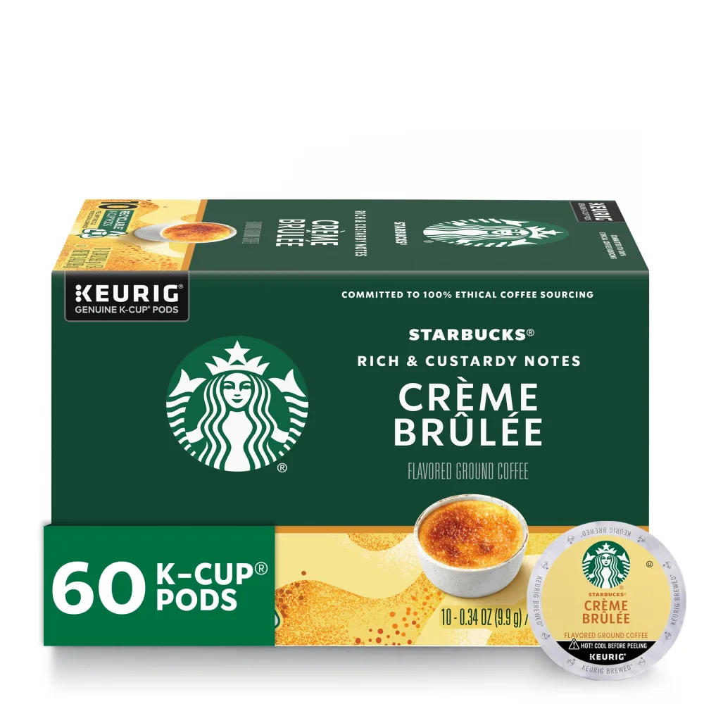 Starbucks K-Cup Coffee Pods, Crème Brûlée Flavored Coffee, Naturally Flavored, 100% Arabica, 6 boxes (60 pods total)