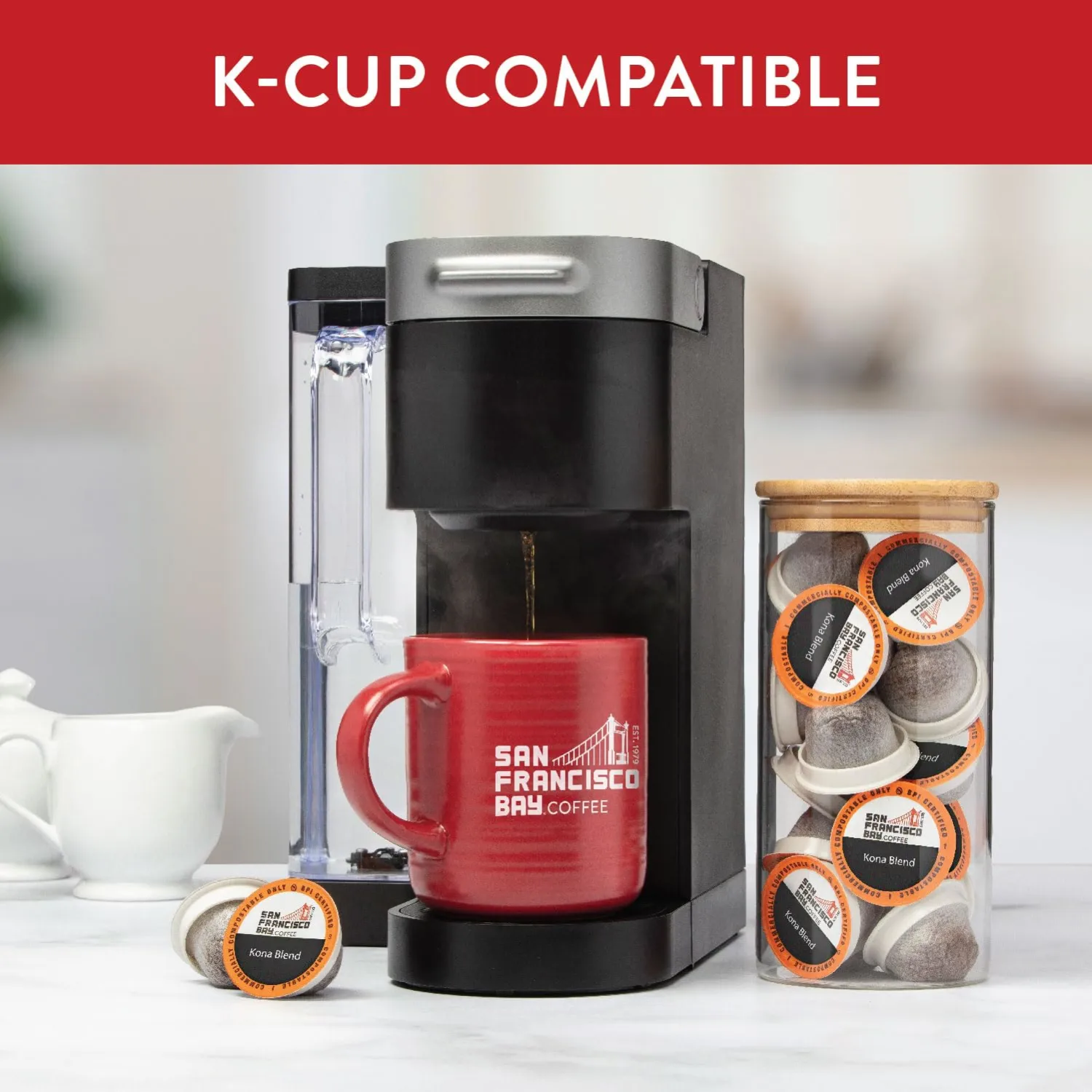 San Francisco Bay Compostable Coffee Pods - Kona Blend (80 Ct) K Cup Compatible including Keurig 2.0, Medium Roast