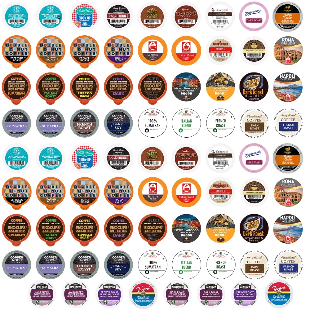 Perfect Samplers Dark Roast Coffee Pods Variety Pack, Dark Roast Coffee Pods for Keurig K Cups Machines, Coffee Sampler 80 Count