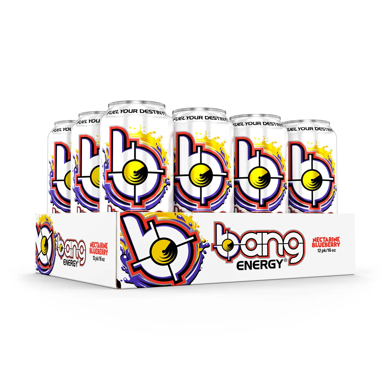 Bang Energy Nectarine Blueberry, Sugar-Free Energy Drink, 16-Ounce (Pack of 12)