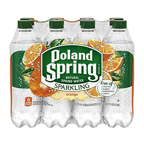 Poland Spring Brand Sparkling Natural Spring Water, Mandarin Orange 16.9 Fl Oz, 8 Count