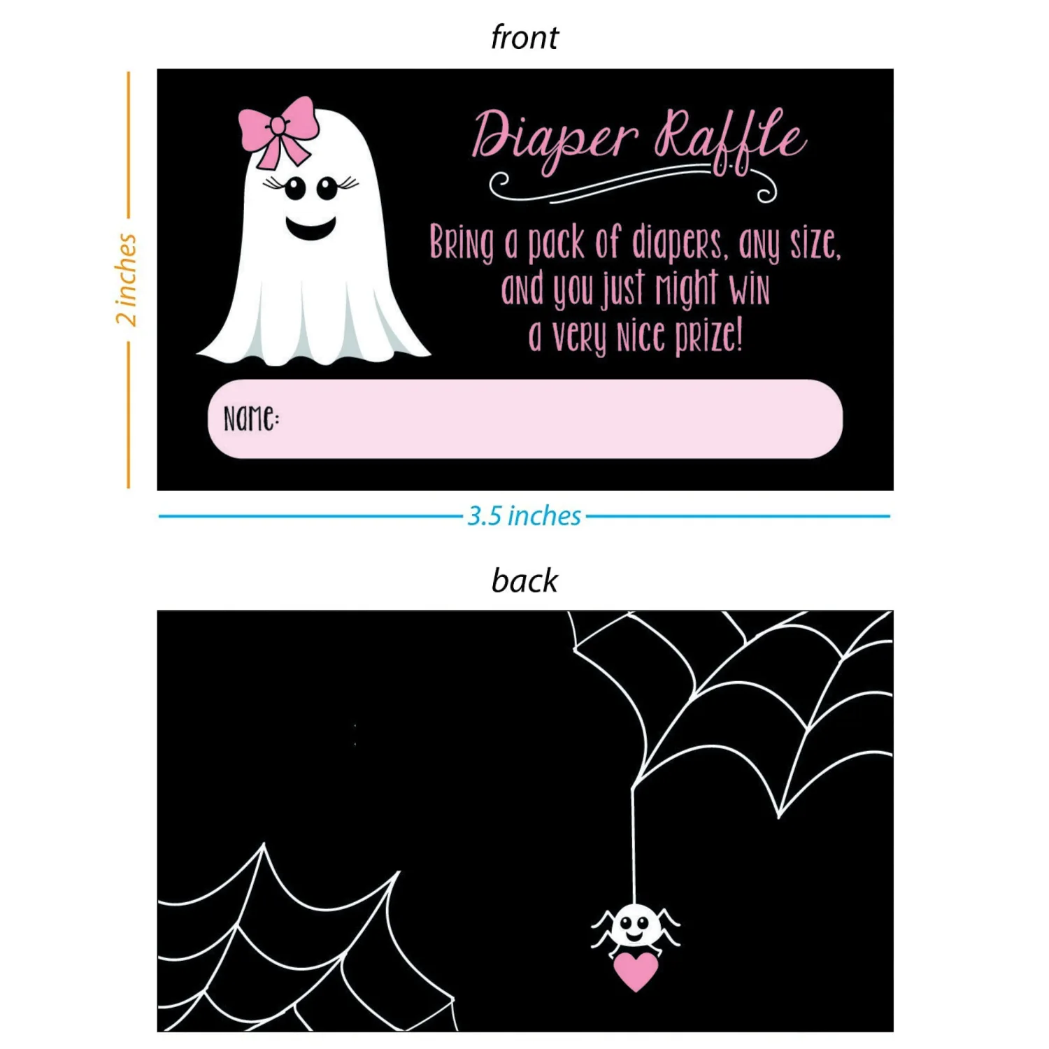 25 Ghost Diaper Raffle Tickets for Halloween Little Boo Baby Showers - Pink