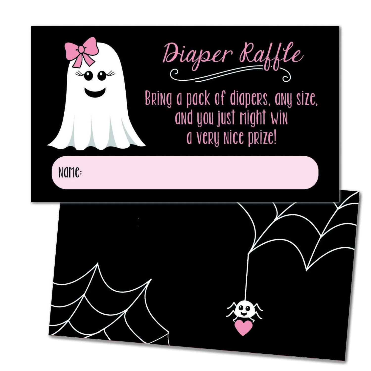 25 Ghost Diaper Raffle Tickets for Halloween Little Boo Baby Showers - Pink