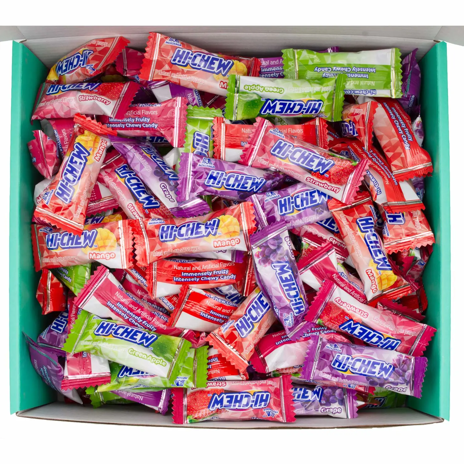 Hi Chew 4 Flavors, Bulk 165+ Pieces, 2 Pound (Hi Chew Fruit Strawberry, Mango, Green Apple, Grape) (4 Flavors, 2 Pound)