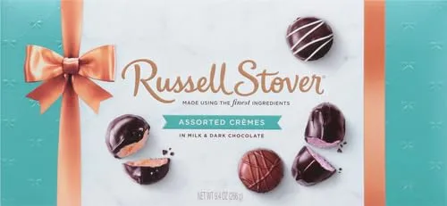 Russell Stover, Assorted Creams in Milk and Dark Chocolate, Chocolate Gift Box, 9.4 Ounce