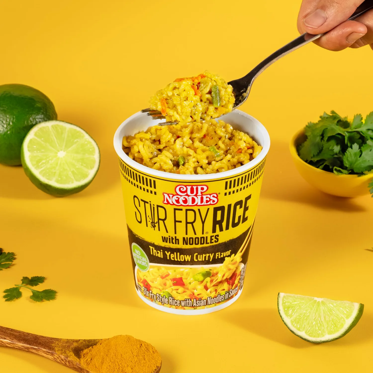 Nissin Cup Noodles Stir Fry Rice with Noodles, Thai Yellow Curry, 2.61 Ounce (Pack of 6)