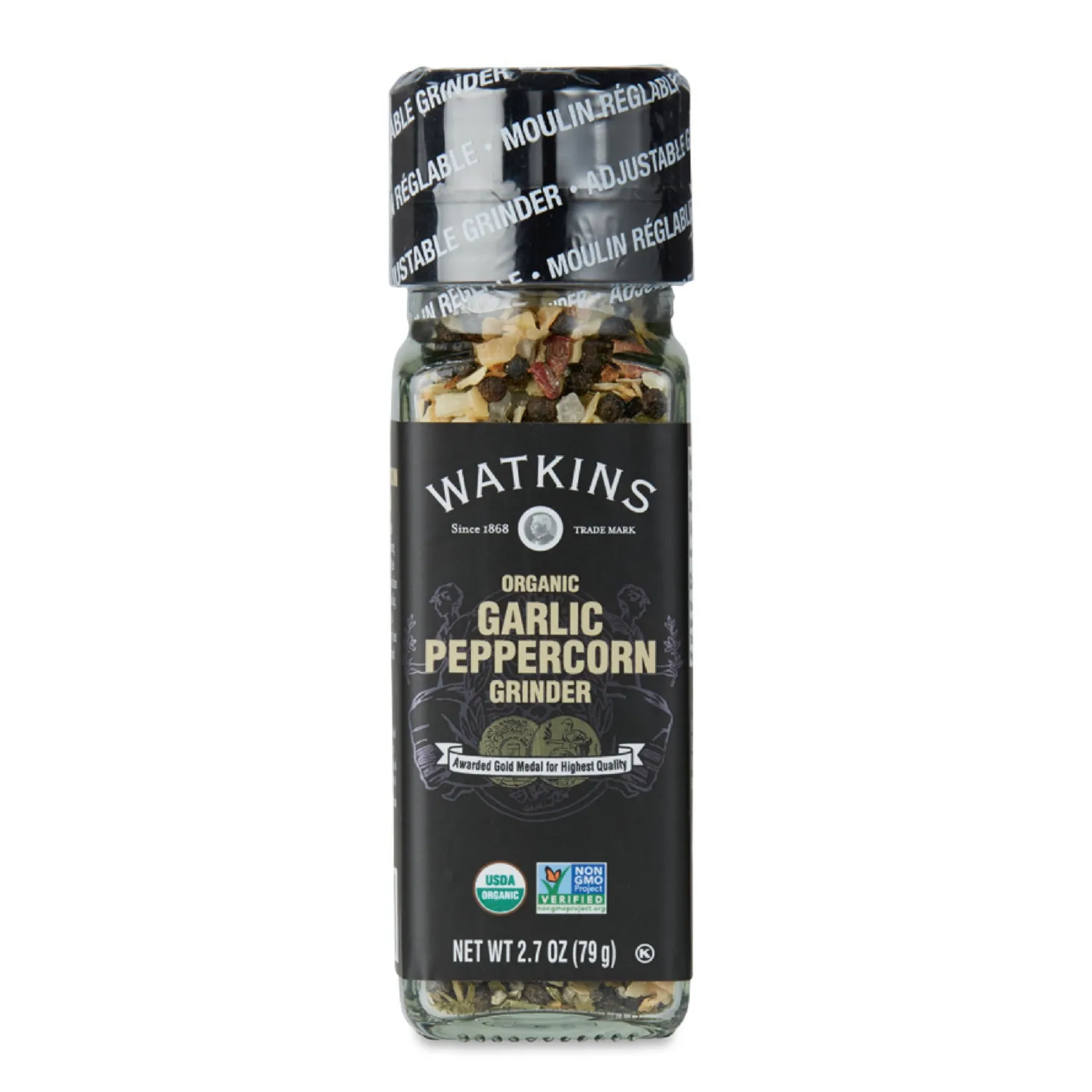 Watkins Organic Grinder, Garlic Peppercorn, 2.7 Ounce, 3-Pack