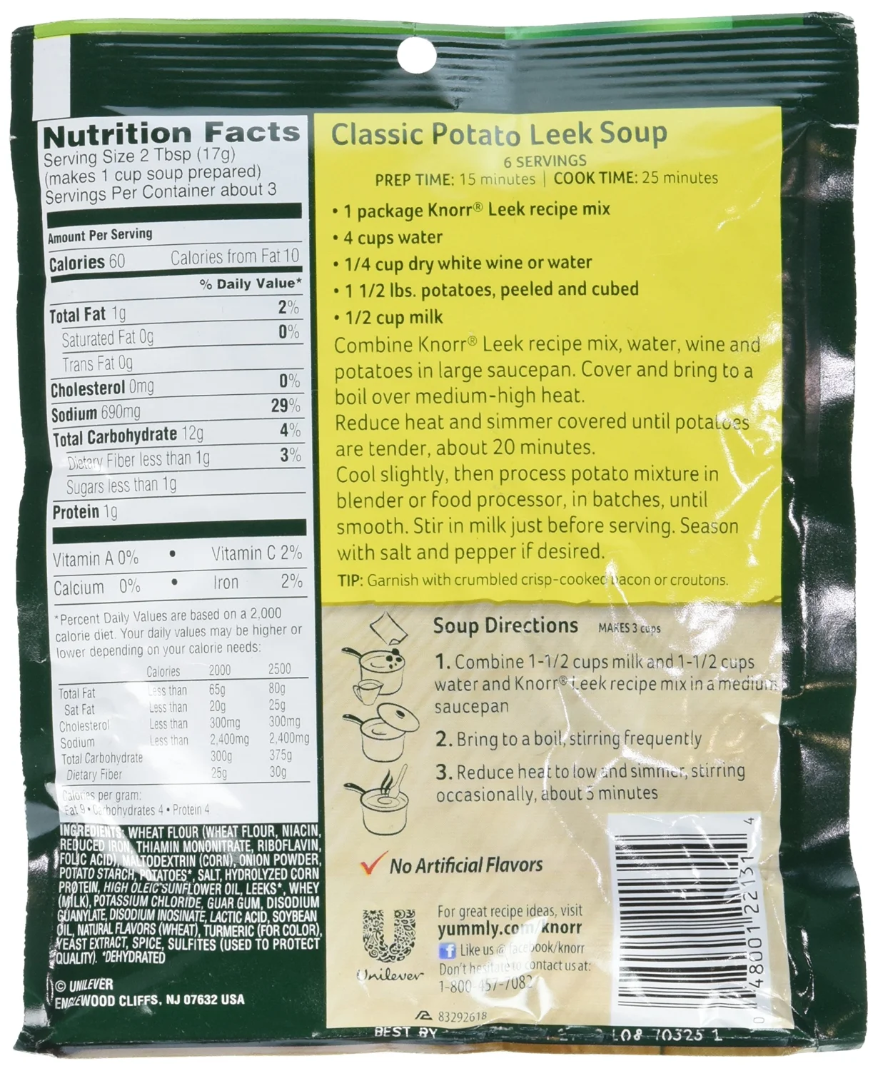 Knorr Leek Recipe Mix, 1.8 oz (Pack of 3)