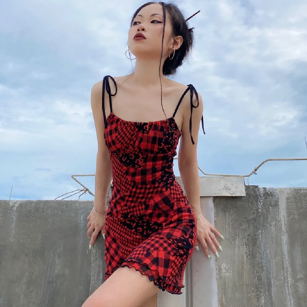 Women's Gauze Drawstring Slim Suspender Dress