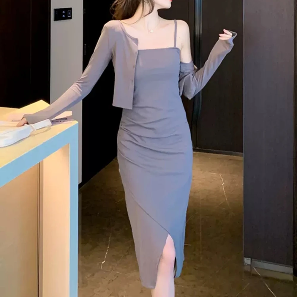 Sling Dress Feminine Split  Two Piece