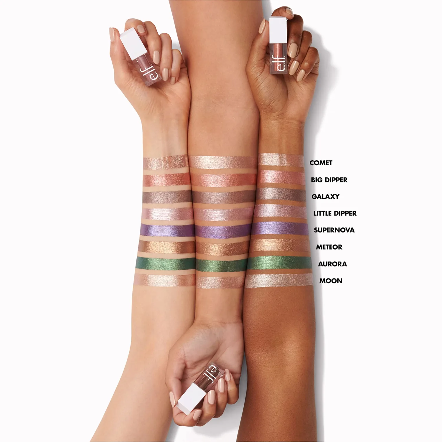e.l.f. Liquid Metallic Eyeshadow, Gel Formula, High-Impact Multi-Dimensional Finish, One-Swipe Coverage, Galaxy, 0.1 Fl Oz (3mL)