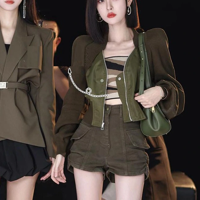 Design Sense Sweater Knitted Patchwork Short Jacket