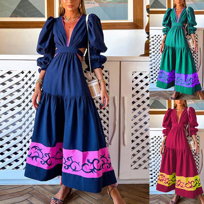 New Women's Fashion Style V-Neck Swing Dress