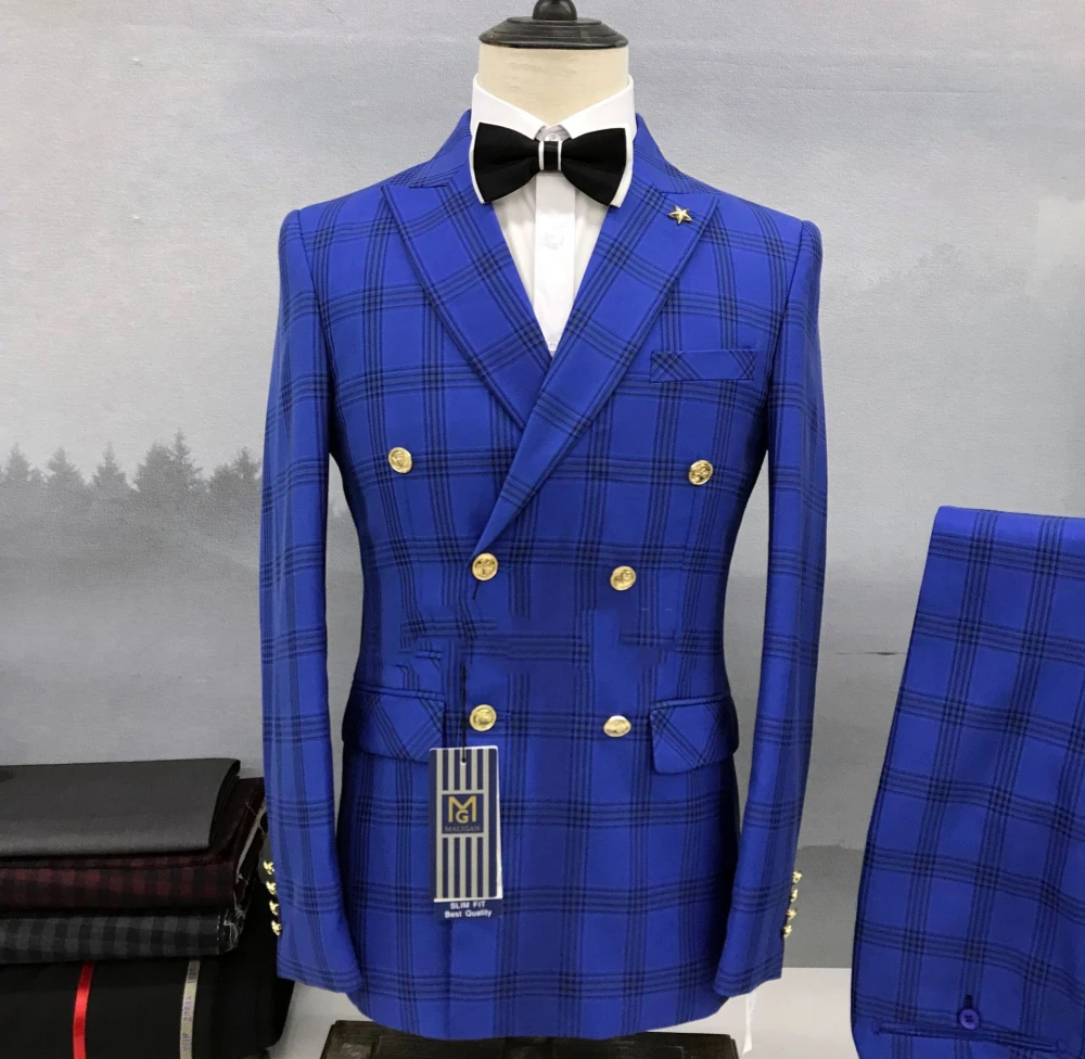 Men's Double-breasted Suit Top Pants Set