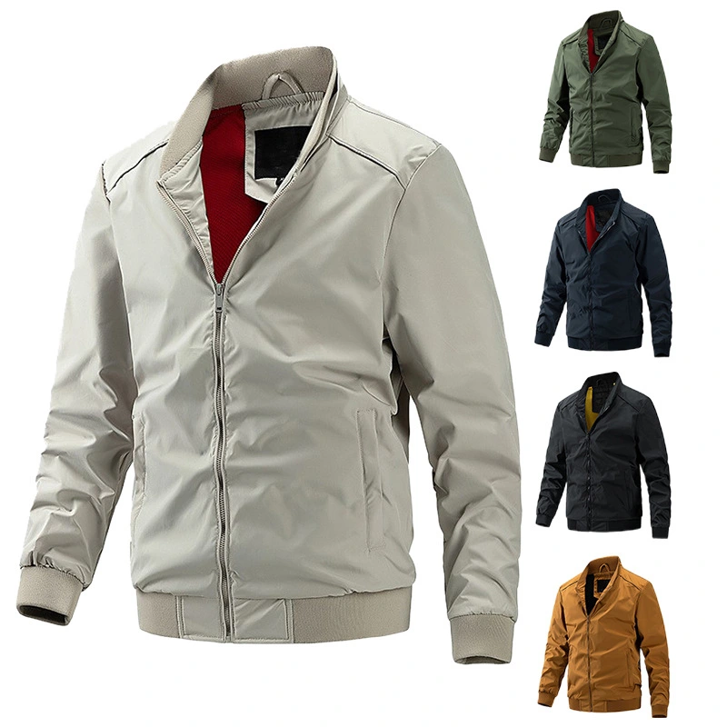 Men's Stand Collar Jacket Thin Baseball Jacket Zipper Coat
