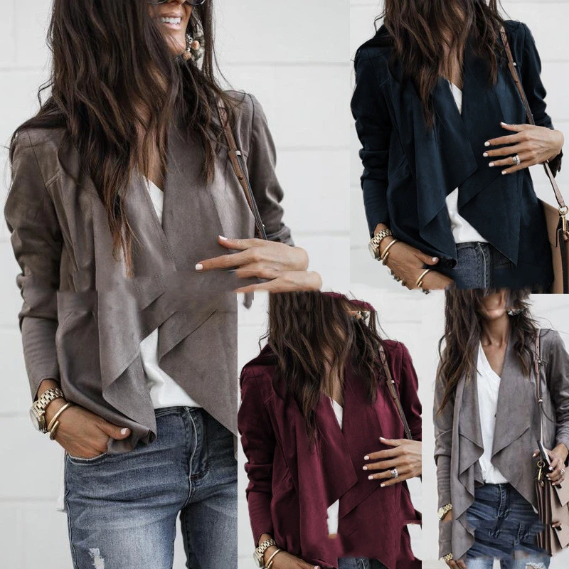 Lapel Solid Color Deerskin Velvet Medium Long Women's Small Coat