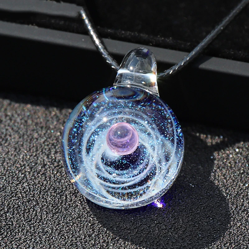 Creative Colored Glass Sky Ball Necklace Pendant