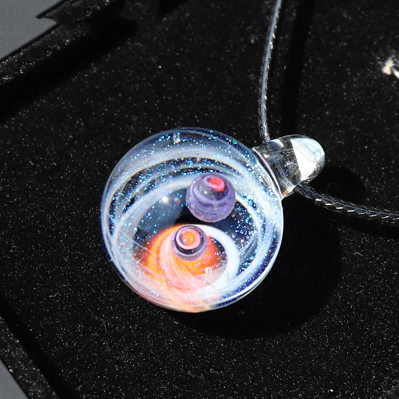 Creative Colored Glass Sky Ball Necklace Pendant