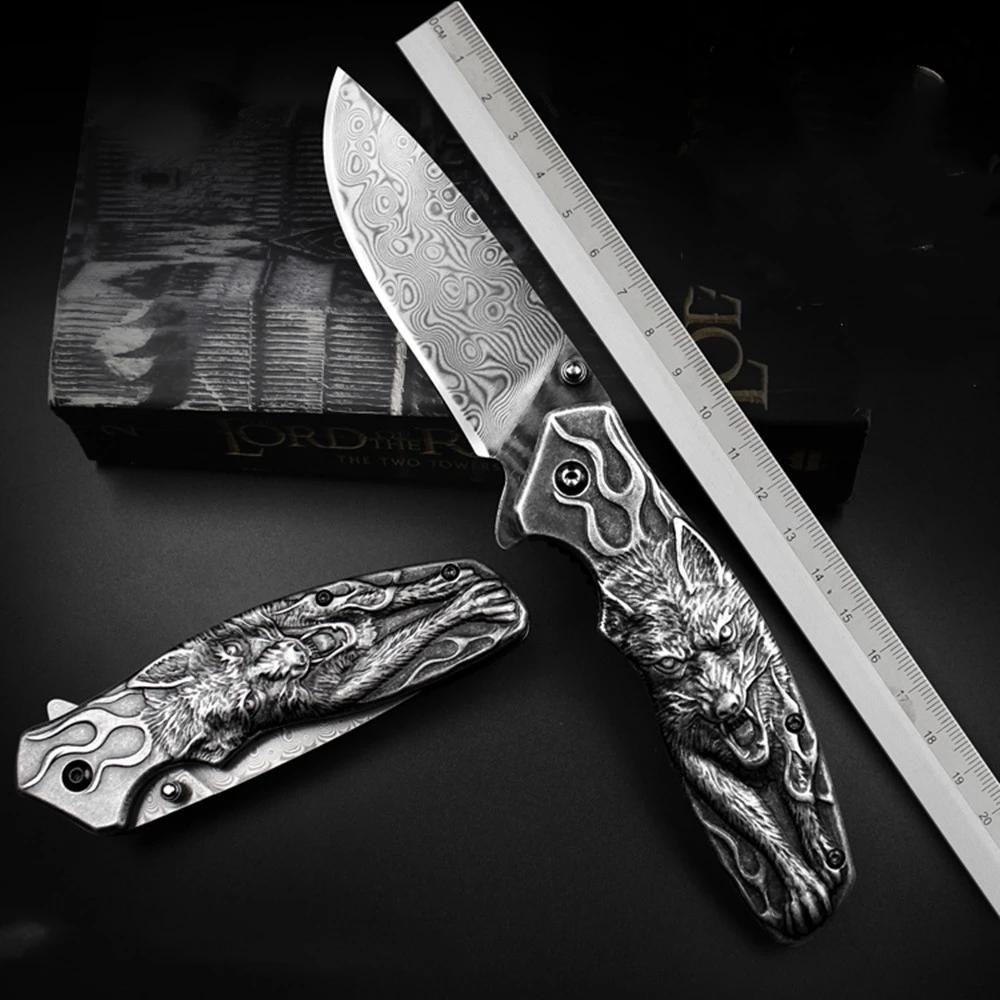 Damascus Powder Steel Folding Knife High Hardness