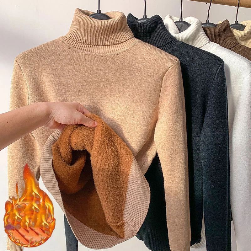 Plush And Thicken High Collar Sweaters