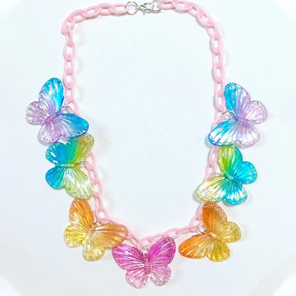 Personalized Candy Color Butterfly Acrylic Necklace