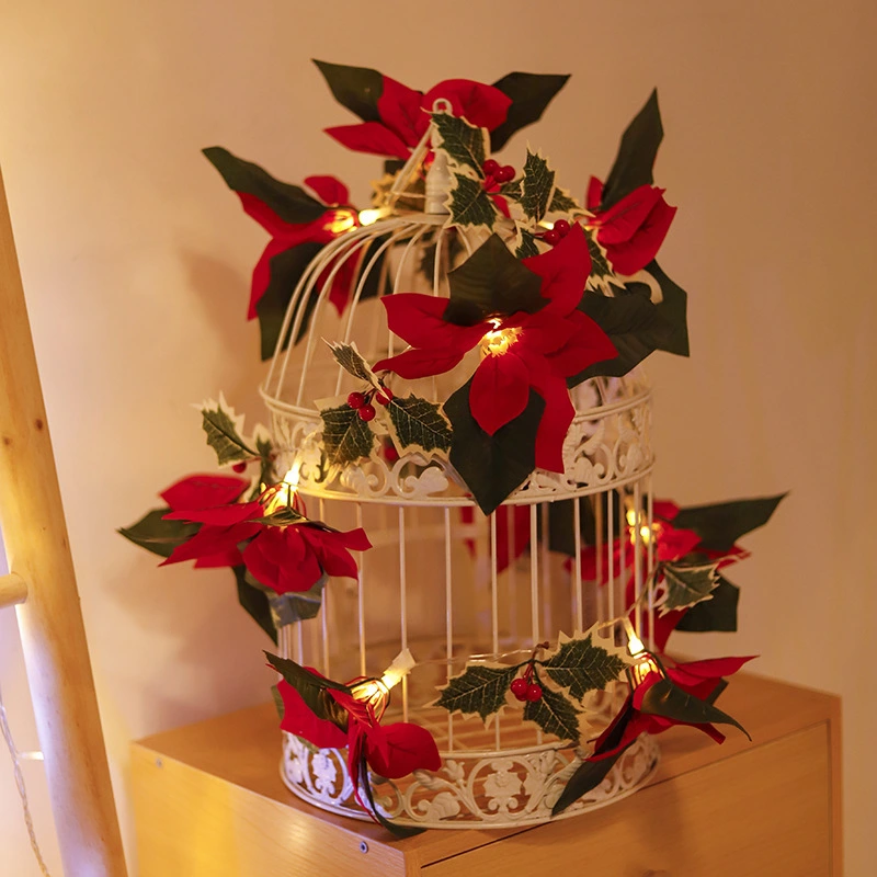 Led First Grade Christmas Lights With Red Flowers And Red Fruits