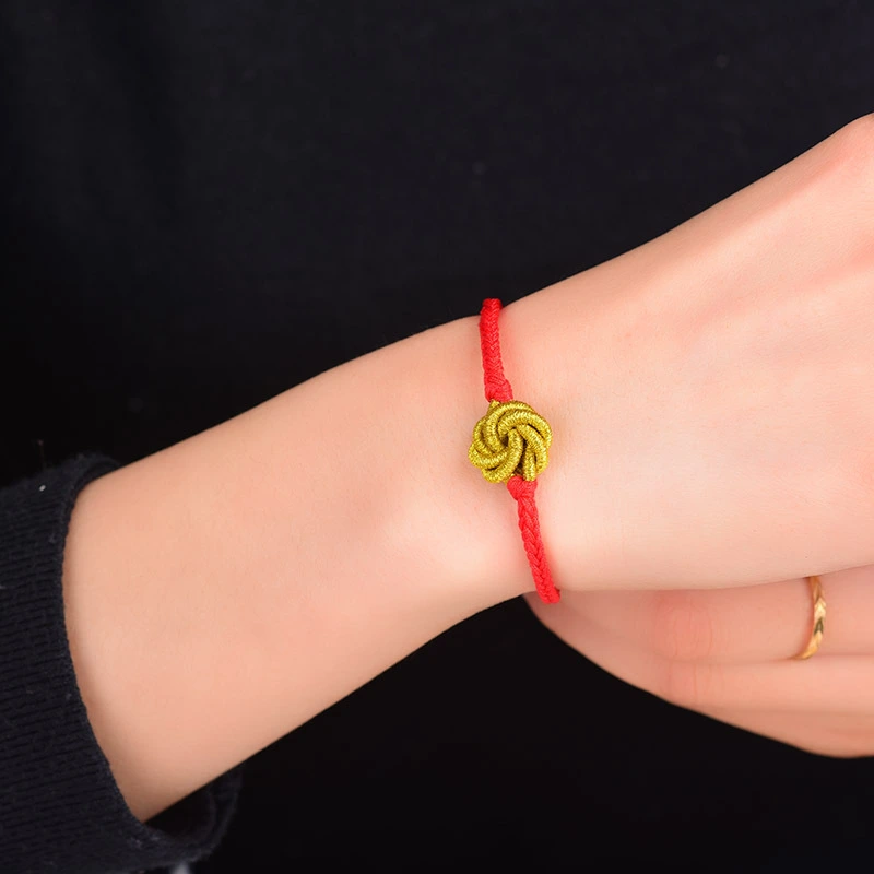 Hand Knitted Cranberry Flower Bracelet