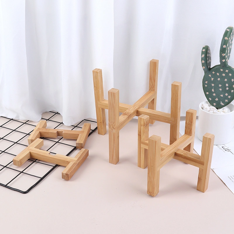 Wooden Fleshy Flowerpot With Floor Four Legged Flower Rack