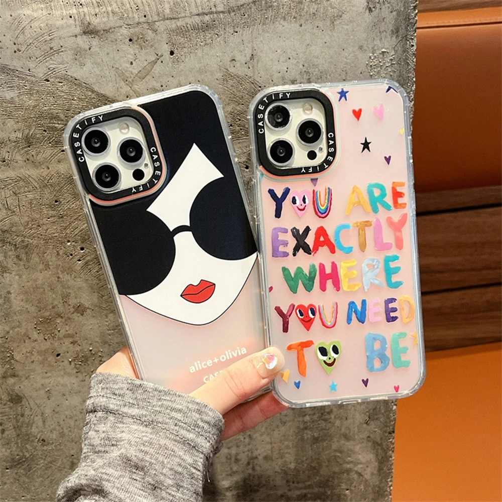 Cartoon Girl Graffiti English Letter Phone Case