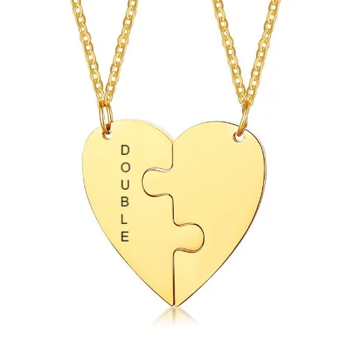 Double Trouble Split Heart Necklace