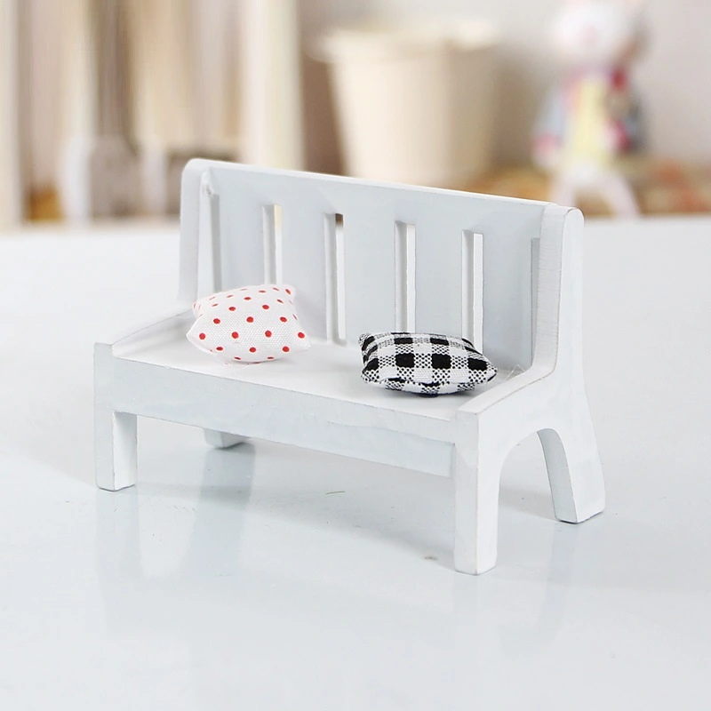 European Style Grocery Wooden Furniture A Double Chair Mini Small Chair Desktop Decoration Shooting Props With Cushion