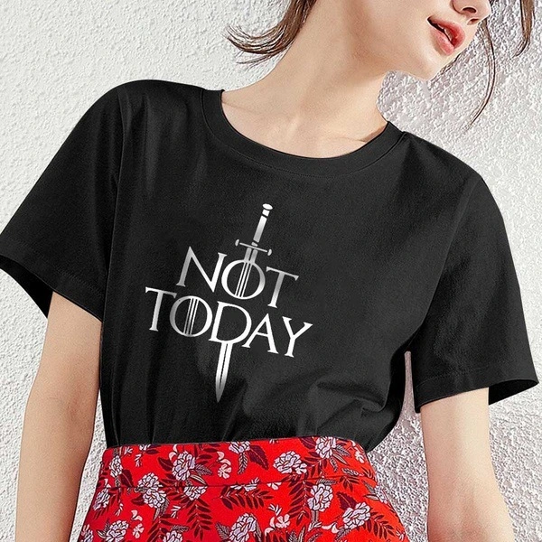 Women's NOT TODAY Letter Printed Casual Loose Short Sleeves T-shirt