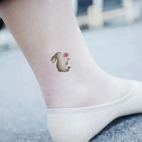 South Korea Simulation Cute Soft And Adorable Bunny Tattoo Sticker Waterproof Men's And Women's Long-lasting Cartoon Animal Children's Personalized Stickers