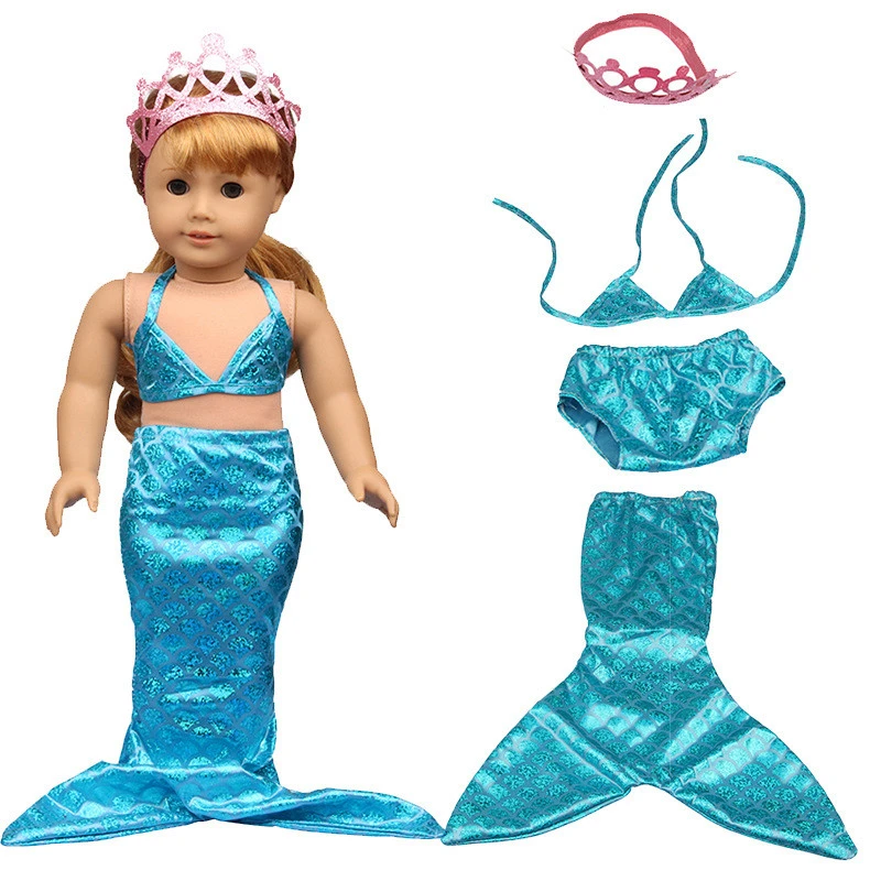 American Doll Accessories Mermaid Swimsuit Molly Bikini Crown Swimsuit Three-piece Set