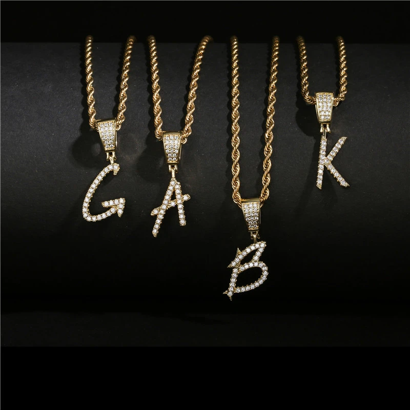 Gold Color-preserving Plating 26 English Letter Pendant Necklace