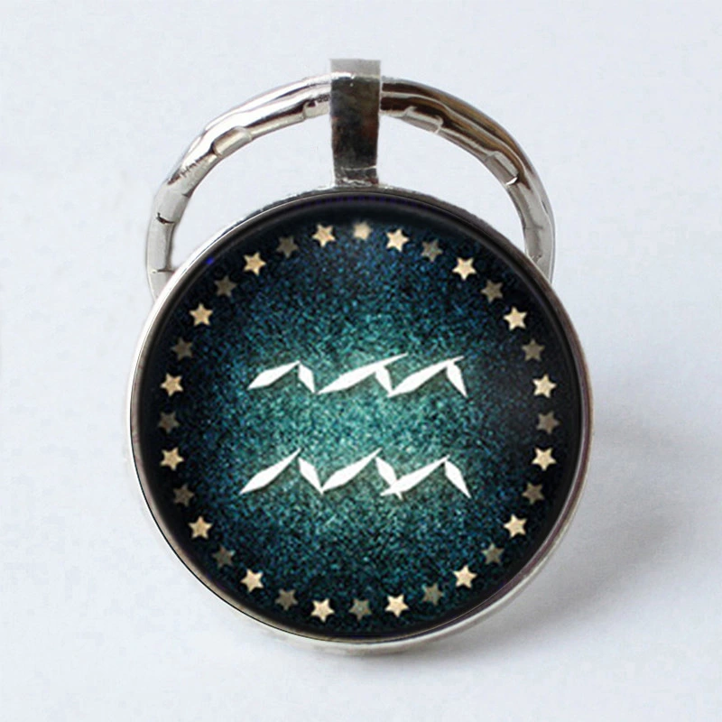 Twelve Constellations 25MM Time Gem Metal Keychain