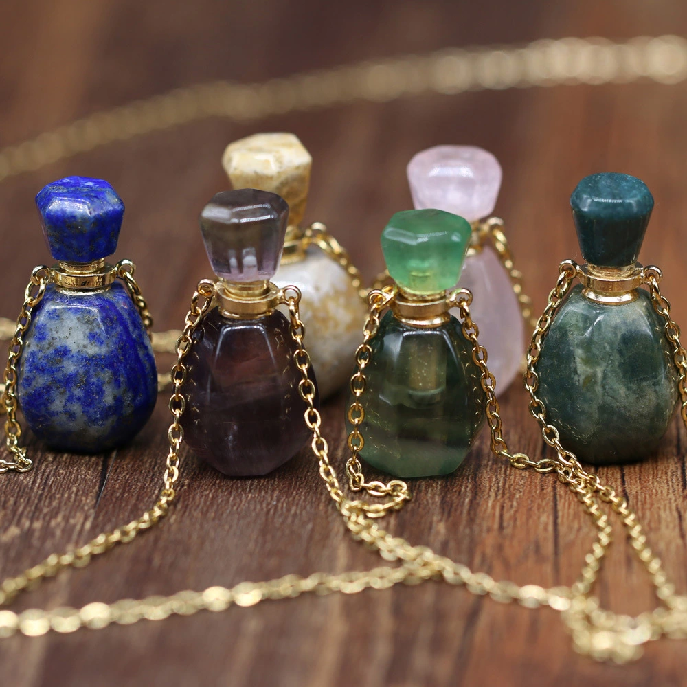 Exquisite Natural Stone Necklace Perfume Bottle Pendant