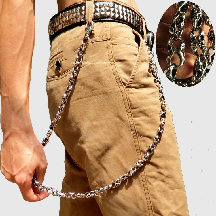 Personalized Weight Self-defense Metal Full Ghost Head Pants Chain