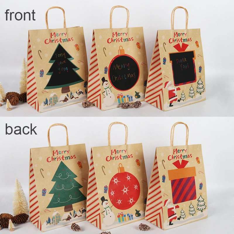 Merry Christmas Gift Bags Santa Sacks Kraft Paper